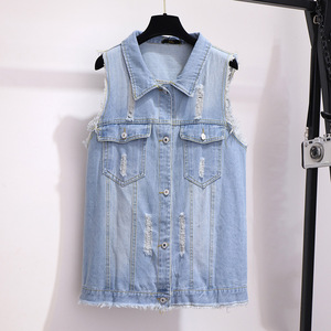 Custom Distressed Style <b>Denim</b> <b>Vest</b> Minimalist Design Sleeveless Outerwear Lightweight Cotton Waistcoat <b>For</b> Adults Fashion - Product Image 5