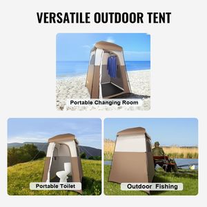Tenda Doccia da Campeggio Oversize 210x107x210 cm con Tasche Superiori Rimovibili e Funzione Appendibile, 2 Stanze, Riparo Portatile per Esterni - Product Image 6