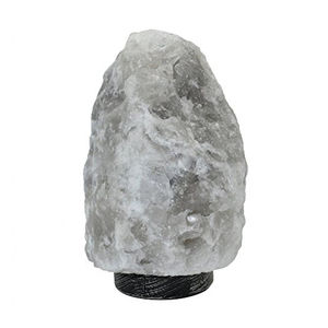 Lámpara de Sal del Himalaya OEM con Interruptor y Base de Madera, Lámpara de Mesa de Sal Gris Natural Tallada con Regulador de Intensidad, Venta al por Mayor - Product Image 1