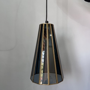 Lámpara Colgante de Techo para Sala de Estar, con Pantalla de Cristal y Campana de Latón Negro, LED, Luz Blanca Cálida Suave - Product Image 3