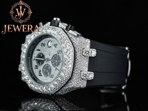 High on Demand Mossinate Luxury <b>Rubber</b> Diamond <b>Watch</b> Premium Timepiece with Genuine Diamonds for Men and Women - Product Image 2