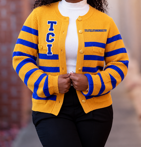 Pulls à col en V Sigma Gamma Rho pour les sororités/fraternités/écoles/collèges/universités, cardigans tricotés unisexes - Product Image 1