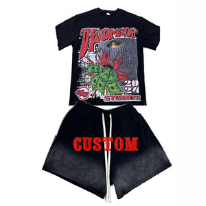 T-shirts Streetwear Personnalisés 2026, Impression DTG, Shorts de Sport en Coton, T-shirts Délavés à l'Acide, Ensemble 2 Pièces pour Hommes - Product Image 3