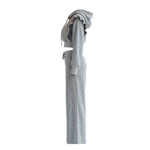 Conjunto de Cárdigan de Punto Informal y Pantalones Anchos de Punto, Conjunto de Dos Piezas de Punto para Mujer, Color Sólido, para Primavera y Otoño - Product Image 6
