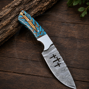 Hunting Tool Fixed Blade Damascus Steel Twist Pattern Industrial Grade Hunting <b>Knife</b> Pine Cone <b>Handle</b> Cowboy Camping <b>Knife</b> - Product Image 5