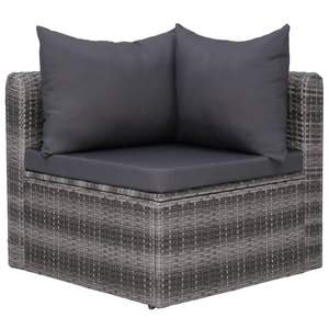 4-Piece Gray Poly <b>Rattan</b> Patio <b>Sofa</b> Set with <b>Cushions</b> Durable Outdoor Furniture - Product Image 5