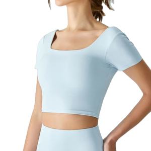 Women's Yoga <b>Workout</b> <b>Tank</b> <b>Tops</b> Jersey Fabric Eco-Friendly Breathable Short Sleeve Sports Shirt - Product Image 1