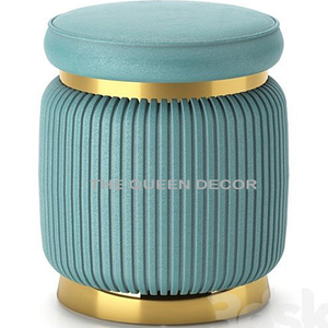 Muebles de Lujo, Taburete Otomano Cuadrado de Acero Inoxidable con Tela Marrón, Accesorios para el Hogar, Otros Artículos de Decoración - Product Image 3