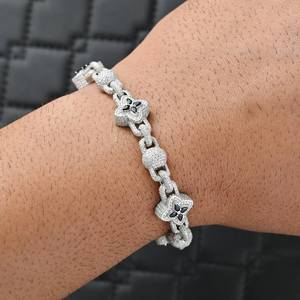 925 Sterling Silver Moissanite <b>Chain</b> Link Bracelet <b>Iced</b> <b>Out</b> Round Brilliant Cut Unisex Hip Hop Jewelry Gift - Product Image 2