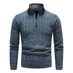 <b>Men's</b> Wool Acrylic Half-Zip Pullover <b>Sweater</b> <b>Turtleneck</b> Solid Color Thick Knit Anti-Pilling Winter Wear Knitted - Product Image 4