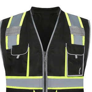 Chaleco de Seguridad al por Mayor 100% Poliéster para Hombre, Chaqueta de Seguridad Reflectante Negra para el Trabajo, Chaleco de Trabajo para Hombre con Características de Seguridad - Product Image 2