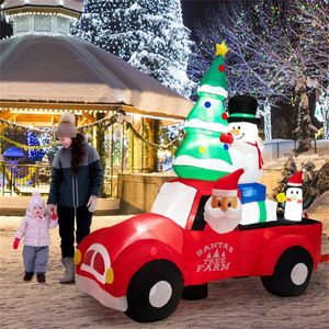 8ft Colorful Festive Design <b>Inflatable</b> Santa <b>Car</b> Decor LED Lights Christmas Outdoor Holiday Yard Yard Decorations - Product Image 1