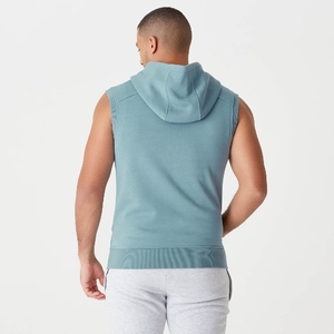 Index Men's Sleeveless Hooded Zip-<b>Up</b> Vest Solid Color French Terry Casual Athletic Wear Breathable Regular Fit Autumn Sportswear - Product Image 6