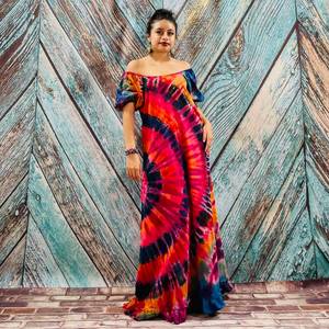 Women's Plus Size Tie Dye V-neck Ankle-Length <b>Kaftan</b> Boho Abaya Beach Cover <b>Summer</b> Straight Silhouette Tassel Hand Swimwear - Product Image 3