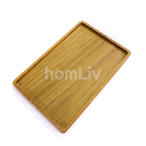 Plateau de service décoratif en teck naturel fait à la main, plateau rectangulaire en bois massif durable, vaisselle de cuisine - Product Image 2