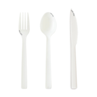 Tair Chu Taiwan – Kit de couverts jetables écologiques en CPLA, blanc ivoire, 16,5 cm – Cuillère/Fourchette/Couteau/Baguettes – Vaisselle classique