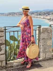Vestido Bohemio al por Mayor, Vestido sin Mangas, Vestido Largo de Verano, Vestido Casual Estampado con Cuello en V - Product Image 3