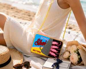 Handmade Embroidered Fish Pattern Canvas <b>Handbag</b> Rectangular Shape Textile Purse - Product Image 5