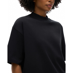 Blank 100% Cotton Jersey Mock Neck 280GSM Heavy Weight Boxy Oversize Solid Pattern T-shirt DTG Printing <b>Drop</b> Shoulder Men - Product Image 5