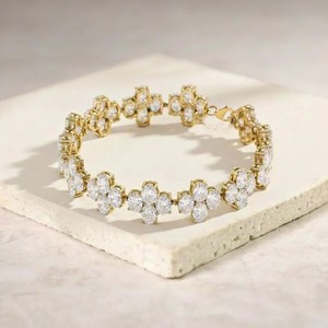 Oval Cut Moissanite Stone <b>Charm</b> Bracelet in 925 Sterling <b>Silver</b> Gold Plated Luxury Handmade Fine Jewelry Gift for Women - Product Image 3