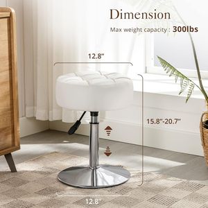 Sgabello Girevole Regolabile a 360° Bianco per Trucco e Toeletta - Product Image 2