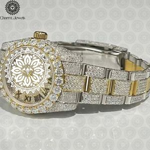 Montre de luxe pour homme Charm_Jewels en acier inoxydable, incrustée de diamants, mouvement mécanique analogique, cadran de 40 mm, résistance à l'eau 10 bars - Product Image 4