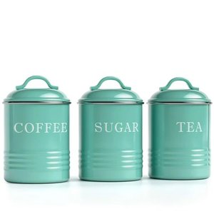 กระป๋องโลหะสีชมพูพร้อมฝาปิด ภาชนะเก็บของสุญญากาศสำหรับชา กาแฟ น้ำตาล อุปกรณ์จัดระเบียบครัว กระป๋องดีไซน์ทันสมัย - Product Image 5