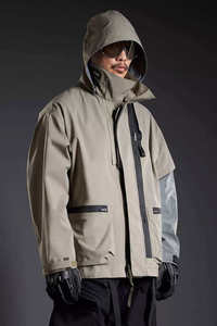 High Quality Men's Techwear <b>Jacket</b> Cyberpunk Tactical Windbreaker Multi-Pocket Functional Urban Streetwear Waterproof Cargo Coat - Product Image 2