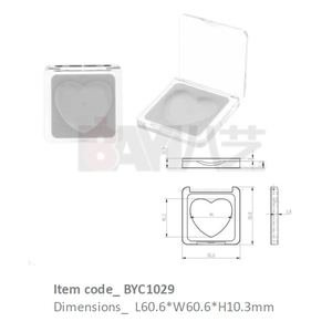 Luxury Custom Logo Transparent Square <b>Compact</b> with Heart-Shaped Containers Plastic Empty <b>Makeup</b> Cosmetics Box - Product Image 1