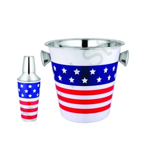 Ensemble de bar à cocktail avec étagère en acrylique Ensemble de bar 2 pièces avec drapeau d'impression Kit de barman en acier inoxydable en métal - Product Image 1