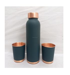 Bouteille en métal cuivre de 1 litre de haute qualité impression abstraite multicolore eau bouillante écologique verres sûrs Applicable 2 verres - Product Image 1