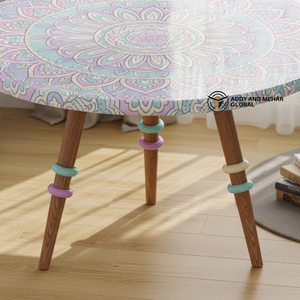 Blue Meena Design Wooden <b>Stool</b> Handcrafted <b>Round</b> Decorative Accent <b>Stool</b> Royal Blue Meena Pattern <b>Stool</b> - Product Image 5