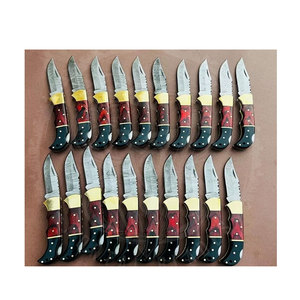 Cuchillo Plegable de Acero de Damasco Hecho a Mano, Multiherramienta para Supervivencia al Aire Libre, Bushcraft, Camping, Caza y Recreación - Product Image 1