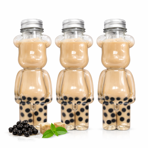 400ml Food-Grade PET Bear Shape <b>Bottle</b> <b>with</b> Aluminum Lid and <b>Straw</b> Hole for Juices <b>Plastic</b> <b>Bottles</b> Product Category - Product Image 3