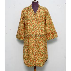 Vestido Largo Bohemio 100% Algodón Puro con Estampado Floral, Mangas Campana, Cuello en V, Estampado a Mano, Midi, Ecológico, Casual - Product Image 1