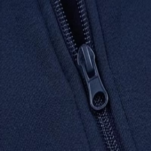 Sweat-shirt à capuche pour homme, bleu marine, fermeture éclair intégrale, coupe classique, en molleton de coton uni, avec logo rouge imprimé - Product Image 5