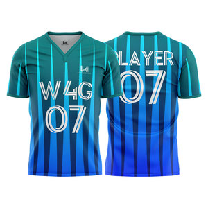 High Quality 100% Polyester Short Sleeve Soccer Jersey Custom Sublimated Breathable Quick Dry Printed Front Logo Team <b>Name</b> - Product Image 4