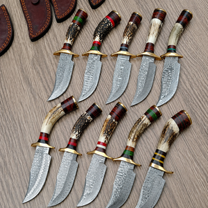 ชุดมีดล่าสัตว์ดามัสกัสคุณภาพสูงทำมือ ด้ามจับทำจากเขาสัตว์ ใบมีดแบบ Fixed Blade พร้อมปลอกหนัง จำหน่ายจำนวนมาก - Product Image 4