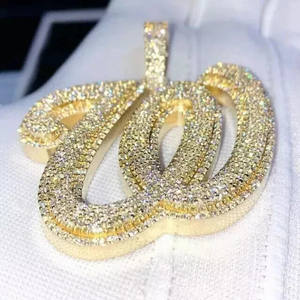 Pendentif pour femme en argent sterling plaqué or avec initiale W personnalisée en moissanite ronde de 3 carats - Product Image 6