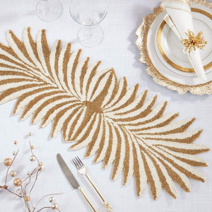 Premium Design Beaded <b>Table</b> <b>Runner</b> Featuring Hand Embroidery Accents Sparkling Handmade Beaded <b>Table</b> Decor With Glass Seed Beads - Product Image 4