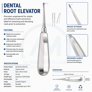 AL MIDA HEALTH CARE INSTRUMENTS Elevador de Raíces Cryer de Acero Inoxidable, Instrumento Dental Manual con Certificación CE para Extracción Dental - Product Image 6