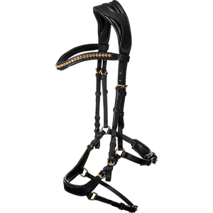 Bridon d'anglaise en cuir de qualité supérieure réglable avec noseband français et surpiqûres assorties par Horsekraft pour la course hippique - Product Image 3