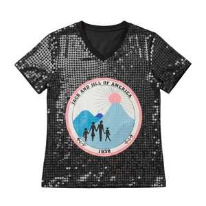 เสื้อยืดคอกว้างประดับเลื่อมสีดำ แจ็คแอนด์จิล แขนสั้น สำหรับผู้หญิง แฟชั่นสไตล์กรีก ออกแบบเองได้ - Product Image 1