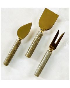 Juego de Cuchillos para Queso de Acero Inoxidable Chapados en Oro, Hechos a Mano, con Mango de Resina, para Servir Queso en el Desayuno, Herramientas para Cortar Queso - Product Image 1
