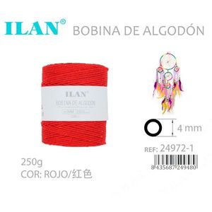 Bobina di Cordoncino in Cotone Ilan 4mm Rosso 250g per Forniture Artigianali - Product Image 3