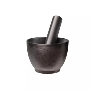 Juego de Mortero y Pilón de Hierro Fundido Resistente, Negro, para Moler Especias y Hierbas, Herramienta de Cocina para Triturar Especias, Hierbas y Pastas - Product Image 1