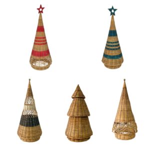 Vietrustic Hot Selling Handwoven Rustic Style <b>Christmas</b> Pine Tree Natural Rattan Eco Friendly Customizable Size Decoration Decor - Product Image 6
