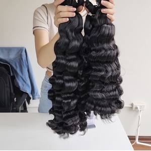 Prix usine 100% brut vierge vietnamien trame humaine dentelle perruque lâche vague profonde couleur brune Super Double dessiné Extensions de cheveux - Product Image 4