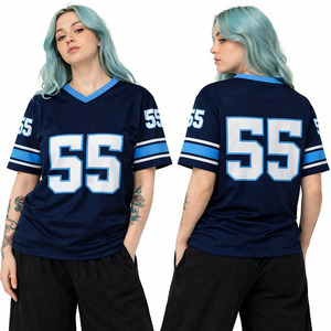 Maillot de football américain sublimé personnalisé, impression sur maillot de football personnalisé, t-shirt d'équipe de football rétro 100% polyester unisexe OEM - Product Image 1