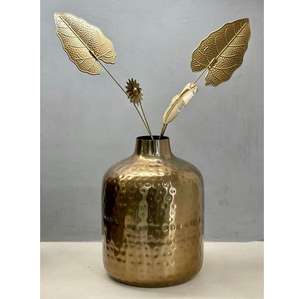Florero de Metal Dorado Martillado, Lujoso, Hecho a Mano, Acabado en Latón, Maceta Decorativa Floral Moderna para Vestíbulo, Hotel, Hogar, Centro de Mesa - Product Image 1